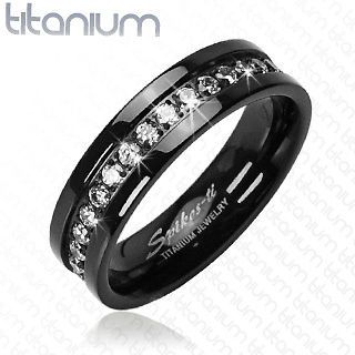 Black 2 Carat Channel setting CZ Eternity Wedding Band Ring Size 6 13