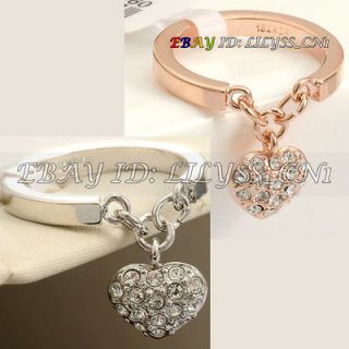 R138 Fashion Heart Charm Ring 18K GP use Swarovski Crystal