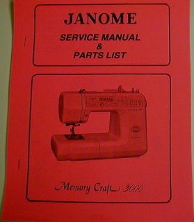Janome Memory Craft 3000 Sewing Machine Service Manual And Parts List