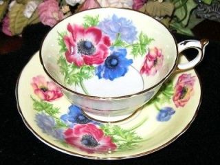 Anemone Floral & Yellow Paragon Tea Cup and Saucer Set  FAB