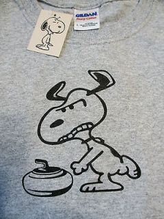SNOOPY CURLING Heavy Cotton T SHIRT LARGE