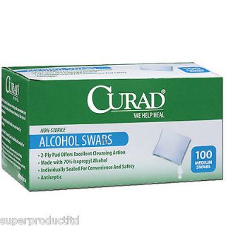 Curad Sterile Alcohol Swabs 100 200 medium size medical isopropyl pads