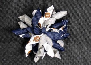 WhiteNavySil ver Dallas Cowboys Korker Hair Bows (Handmade)
