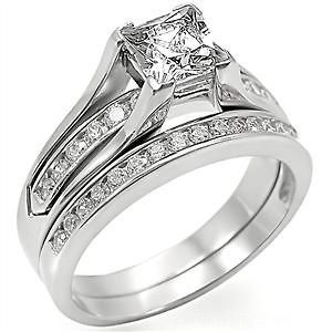 18ct White Gold (GP) Engagement / Wedding Ring Set. 1ct CZ. RRP $89