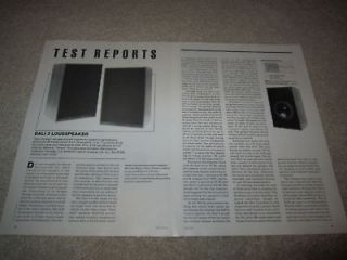 Dali 3 SPeaker Review, 2 pgs, 1985, Full Test, RARE