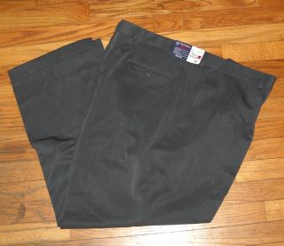 Stafford Mens Dark Gray Microfiber Pants Pleated Waist Cuffed 38, 46