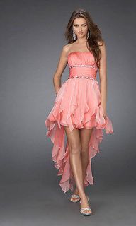 Pink Beaded Hi lo Evening/Ballgown/Party/Cocktail/Prom Dress/SZ 6 8 10