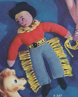 Vintage Crochet PATTERN to make Cowboy Soft Doll Clothes Hat