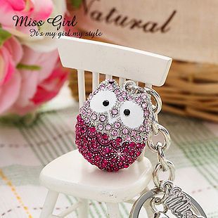 Swarovski Crystal Birthday Gift Purple Owl Hooter Designer Keychains