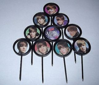 JUSTIN BIEBER CUPCAKE CAKE TOPPERS FOOD PICKS BIRTHDAY PARTY FAVORS