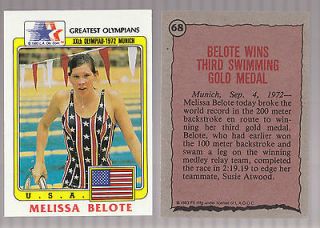 MELISSA BELOTE Swimming 1983 Topps Greatest Olympians CARD