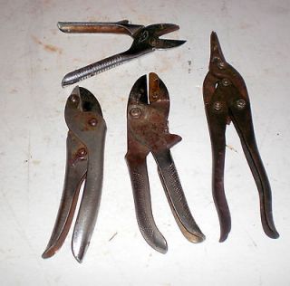 Lot of 4 Vintage/Antiqu e Metal Tin Steel Snips Cutters
