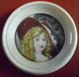 Antique Ivory Framed Miniature Ivory Portrait Painting, 2 inch