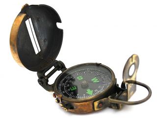 Antique Pocket Engineering Compass – Brass Lensatic Compass   Ross
