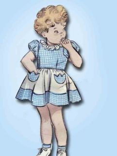 1950s ORIGINAL Darlin Toddlers Dress Pattern w Tulip Pockets Sz6
