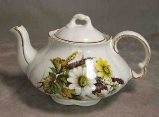 Ellgreave Ironstone Autumn Floral Daisy Gold Teapot VGC