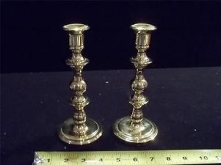 A1286 PAIR OF 7.5 SOLID BRASS BALDWIN CANDLE STICKS