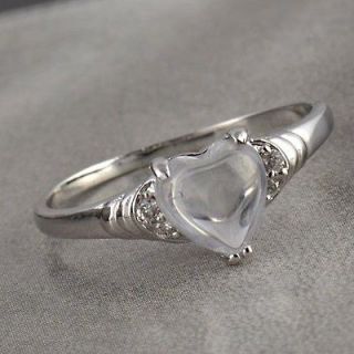 Classic 9K White Gold Filled CZ Wedding Heart Ring,size 6,Z 115