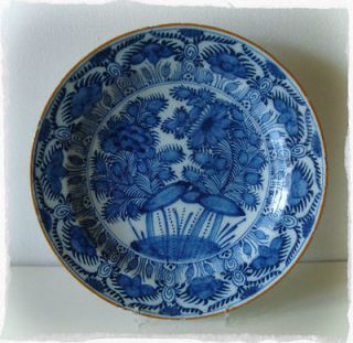 18th Century Dutch Delft Charger Marked Porceleyne Bijl (12 inch plate
