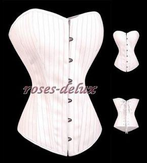 Gothic Black/White Pinstriped CORSET Size S & G String body shaping