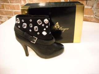 Joan Boyce BLACK Jewel Denise Ankle Boots NEW
