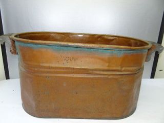 Metal Copper Wood Handled Decorative Storage Tub Kindling Container