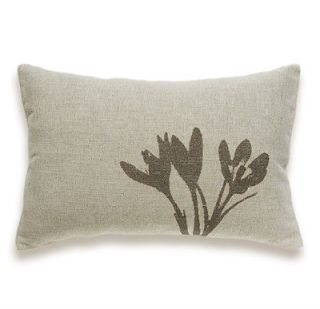 Crocus Print Decorative Lumbar Pillow Cover 12x18 natural bege linen