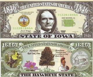 The State of Iowa Novelty Money Bill for only $1.25 