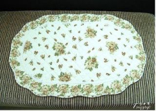 and Vintage Style Yellow rose Oval Qulited Bath Rug/mat 20x30