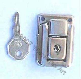 Small Box Lid Latch/Catch W/Lock and Key Nickel Plate with Screws