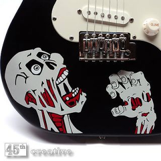 Screaming Zombie Electric guitar graphic   Fender Strat Squire