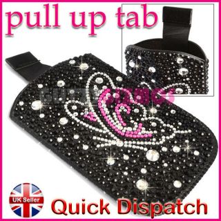 DIAMANTE CRYSTAL GLITTER PHONE POUCH SOCK CASE COVER FOR VARIOUS