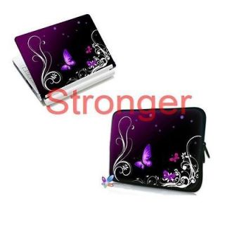 10 Purple Laptop Soft Case Bag + Sticker Skin For 10.1 HP Mini 110