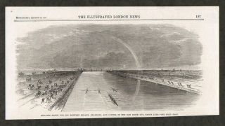 1865 Antique Print of Rowing Sculling Single Scull Boat Race