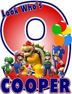 LUIGI SONIC & MORE BIRTHDAY T SHIRT DESIGN DECAL NEW PERSONALIZED