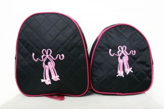 New Teen or Girls Black with Fuschia lining Quilted Ballerina Shoe
