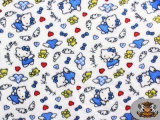 Fleece Printed HELLO KITTY BLUE ANGELS Fabric 58 Wide sold by the