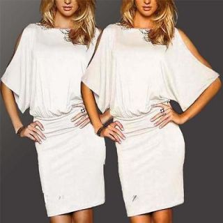 NEW Victoria Secret Split Cutaway Shoulder Blouson Dress/ Ivory White