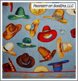 BonEful Fabric FQ Cotton Border Tex Mex Texas Mexican Hat Cowboy Lasso