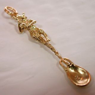 14k Gold Devil On a Snuff Spoon Vintage 3D Pendant Charm