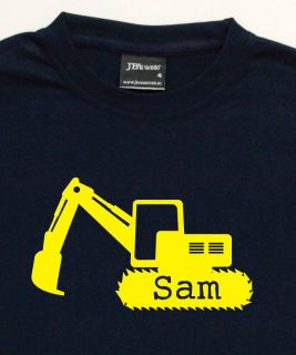 DIGGER Kids Personalised Construction Vehicle T shirt, Custom Print