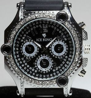 MENS ICED OUT BLACK DIAMONDS 50 CENTS TEKNO ICE KING HIP HOP BLING