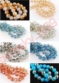 Round Ball 96Faceted Beads Glass Crystal Loose Findings Spacer 8mm