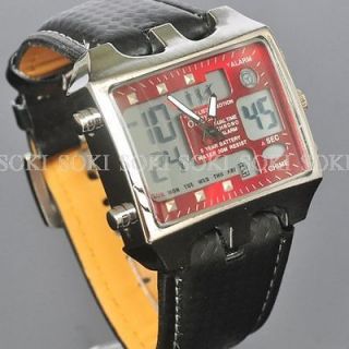 Analog Digital LED DAY DATE Mens Wrist Leather Band Diving Watch M57
