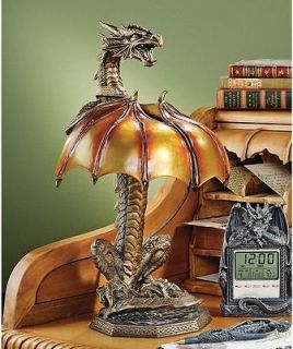 Dragon Wing Shade Gothic Hand Painted Table Desk Console Mantle Lamp