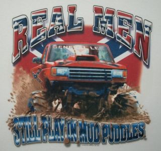 Dixie Tshirt Real Men Still Play In Mud 4 Wheel Truck Redneck Rebel