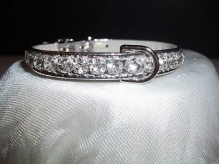 Rhinestone BLING Dog PET collars Crystal Jewel SILVER 4 sizes metallic