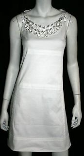 PRADA S10 Hanging Crystal Necklace White Cocktail Dress 38
