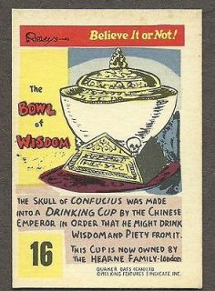 1953 Quaker Oats Canada Ripleys Believe It Or Not, Card#16, Bowl of