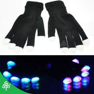 Man Wear LED Light Up MULTI USE Gloves Party DJ Flashing Lights FUN